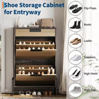 Meuble de rangement pour chaussures avec 3 tiroirs basculants, organiseur d'entrée dissimulé, étagère à chaussures étroite autoportante pour couloir et salon