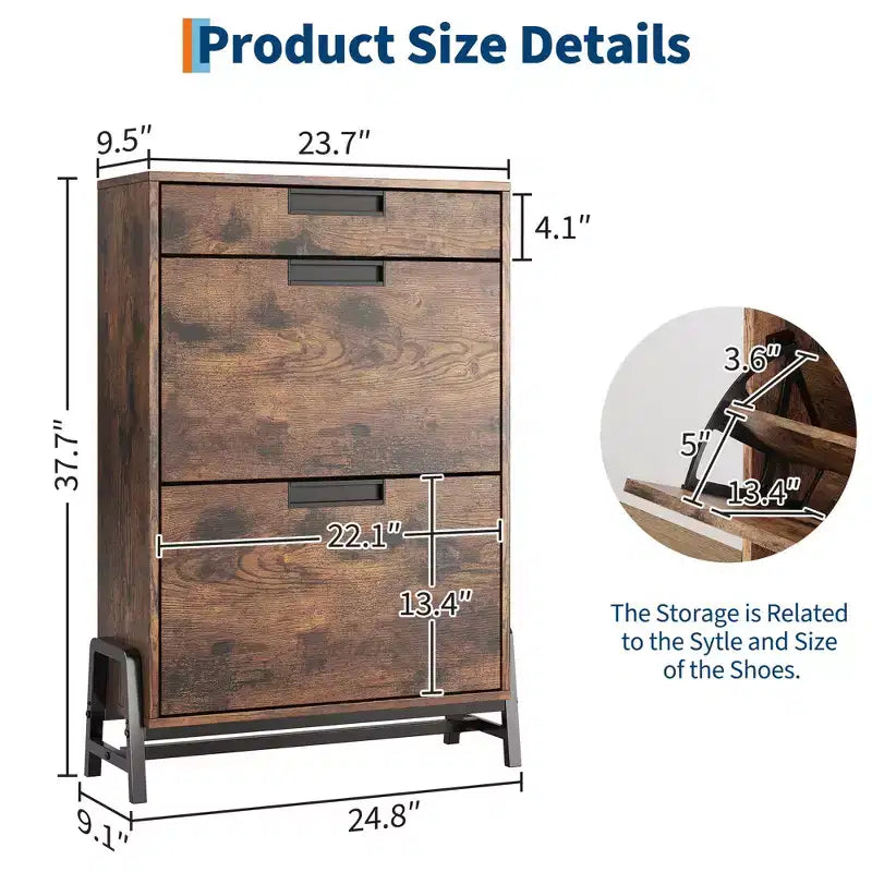 Meuble de rangement pour chaussures avec 3 tiroirs basculants, organiseur d'entrée dissimulé, étagère à chaussures étroite autoportante pour couloir et salon