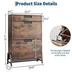Meuble de rangement pour chaussures avec 3 tiroirs basculants, organiseur d'entrée dissimulé, étagère à chaussures étroite autoportante pour couloir et salon