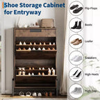 Meuble de rangement pour chaussures avec 3 tiroirs basculants, organiseur d'entrée dissimulé, étagère à chaussures étroite autoportante pour couloir et salon