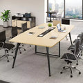 94.5in Meeting Table With Rectangle Grommet Modern Boat Shaped Seminar Table For Office Meeting Conference Room