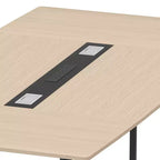 Table de réunion de 240 cm avec passe-câbles rectangulaire, table de séminaire moderne en forme de bateau pour salle de réunion de bureau ou de conférence