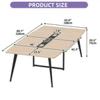 Table de réunion de 240 cm avec passe-câbles rectangulaire, table de séminaire moderne en forme de bateau pour salle de réunion de bureau ou de conférence