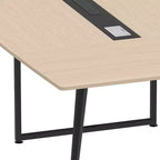 Table de réunion de 240 cm avec passe-câbles rectangulaire, table de séminaire moderne en forme de bateau pour salle de réunion de bureau ou de conférence