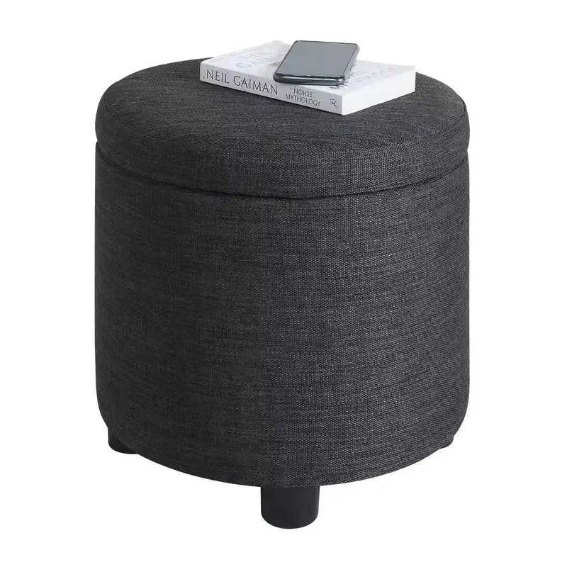 Pouf de rangement d'appoint rond HomeStock Comfort avec couvercle-plateau réversible