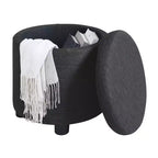 Pouf de rangement d'appoint rond HomeStock Comfort avec couvercle-plateau réversible