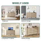 Commode en rotin Acekool, commode de style ferme avec poignées dorées, rangement organisateur pour chambre à coucher, salon, chêne