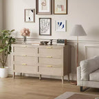 Commode en rotin Acekool, commode de style ferme avec poignées dorées, rangement organisateur pour chambre à coucher, salon, chêne
