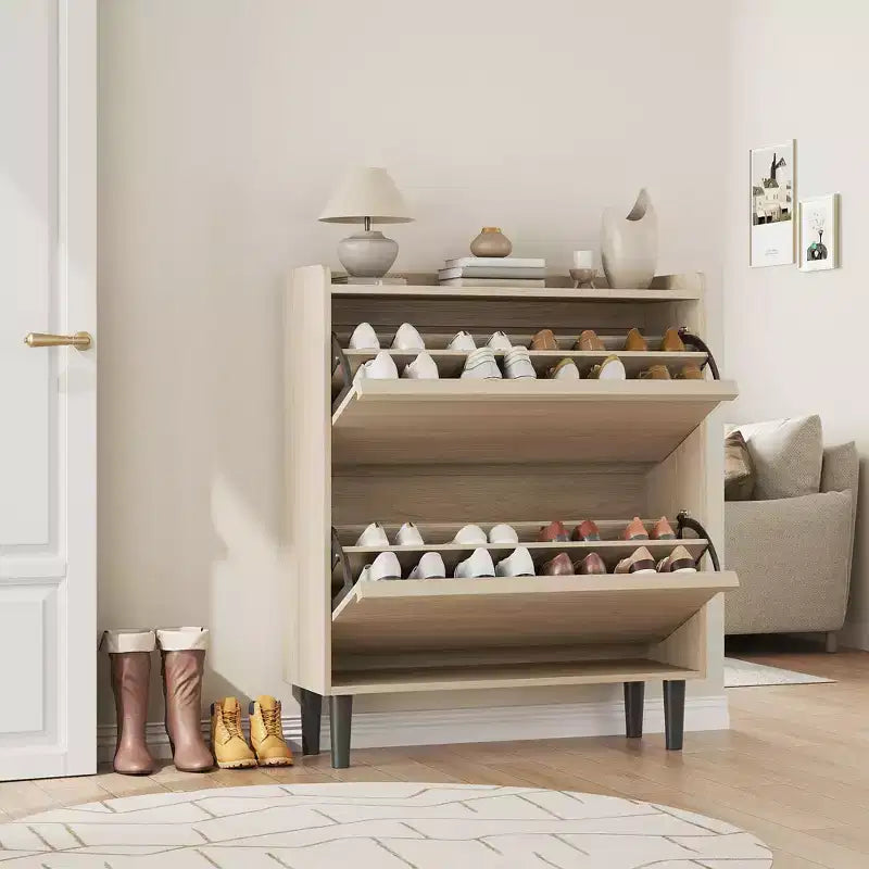 Meuble à chaussures Acekool en bois, tiroirs basculants, étagères réglables, rangement à chaussures dissimulé et peu encombrant pour entrée, couloir