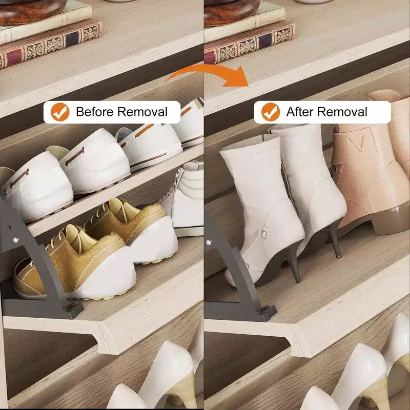 Meuble à chaussures Acekool en bois, tiroirs basculants, étagères réglables, rangement à chaussures dissimulé et peu encombrant pour entrée, couloir