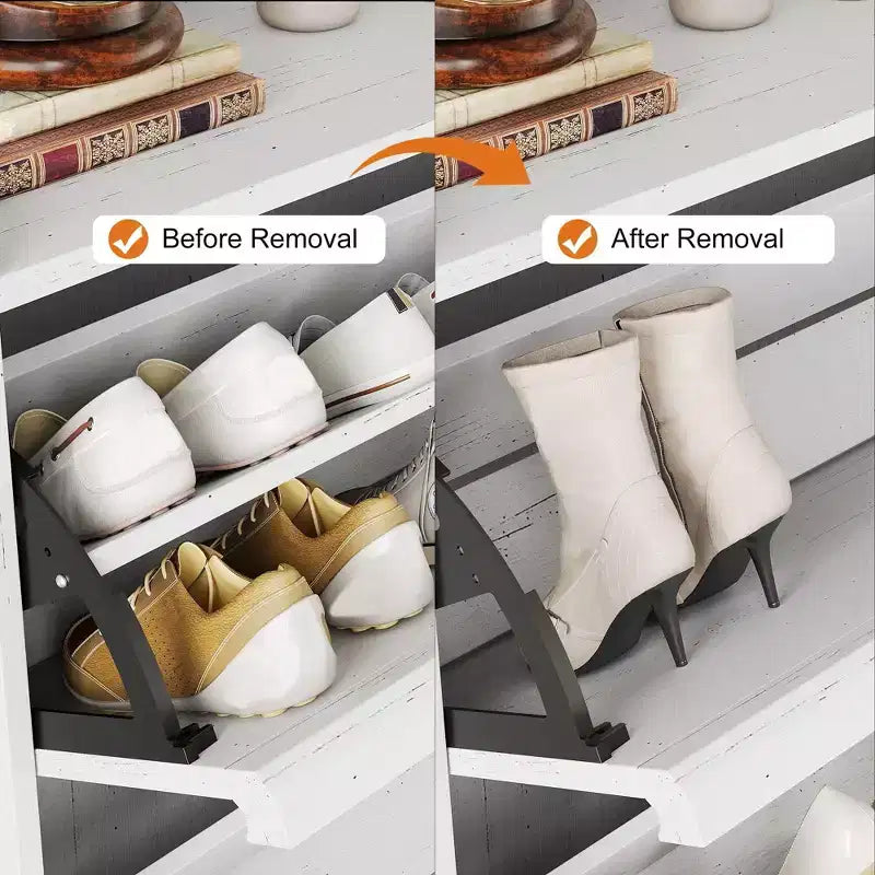 Meuble à chaussures Acekool en bois, tiroirs basculants, étagères réglables, rangement à chaussures dissimulé et peu encombrant pour entrée, couloir