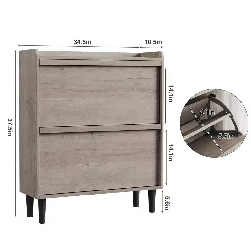 Meuble à chaussures Acekool en bois, tiroirs basculants, étagères réglables, rangement à chaussures dissimulé et peu encombrant pour entrée, couloir