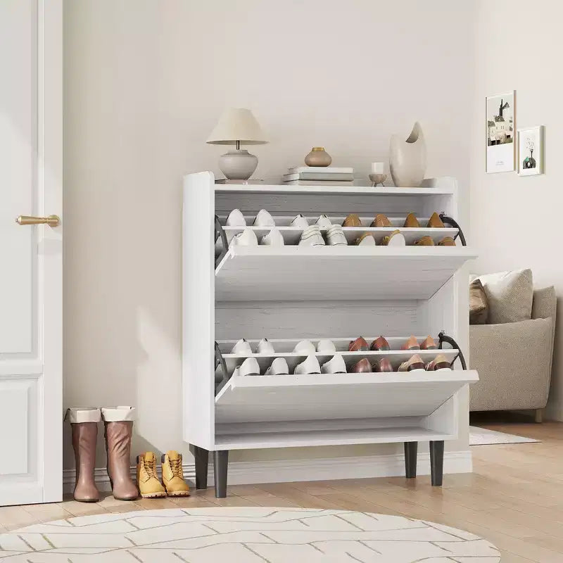 Meuble à chaussures Acekool en bois, tiroirs basculants, étagères réglables, rangement à chaussures dissimulé et peu encombrant pour entrée, couloir