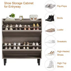 Meuble à chaussures Acekool en bois, tiroirs basculants, étagères réglables, rangement à chaussures dissimulé et peu encombrant pour entrée, couloir
