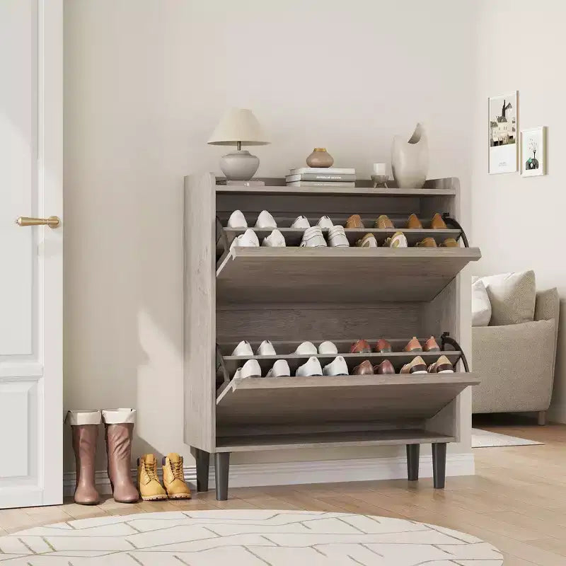 Meuble à chaussures Acekool en bois, tiroirs basculants, étagères réglables, rangement à chaussures dissimulé et peu encombrant pour entrée, couloir