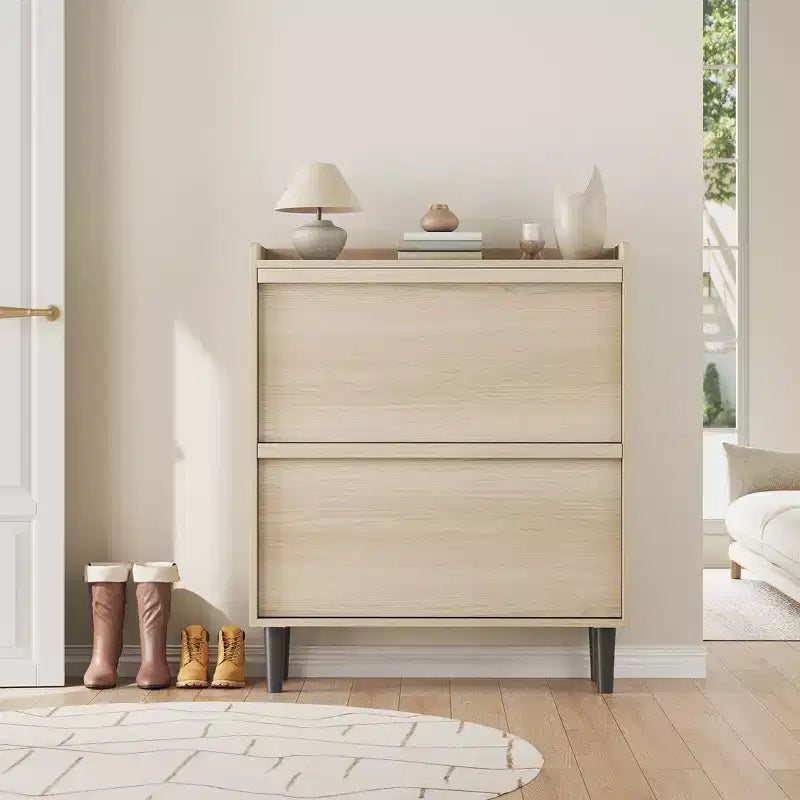 Meuble à chaussures Acekool en bois, tiroirs basculants, étagères réglables, rangement à chaussures dissimulé et peu encombrant pour entrée, couloir