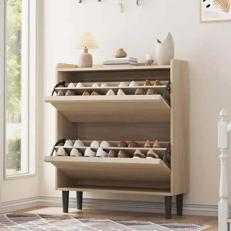 Meuble à chaussures Acekool en bois, tiroirs basculants, étagères réglables, rangement à chaussures dissimulé et peu encombrant pour entrée, couloir