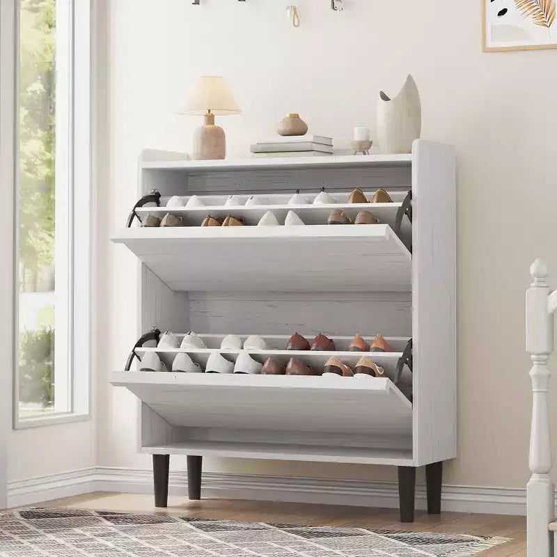Meuble à chaussures Acekool en bois, tiroirs basculants, étagères réglables, rangement à chaussures dissimulé et peu encombrant pour entrée, couloir