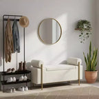 Banc de rangement rembourré Homy Casa avec accoudoirs cylindriques, banc ottoman de chambre ou d'entrée moderne avec rangement caché, vert émeraude