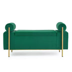 Banc de rangement rembourré Homy Casa avec accoudoirs cylindriques, banc ottoman de chambre ou d'entrée moderne avec rangement caché, vert émeraude