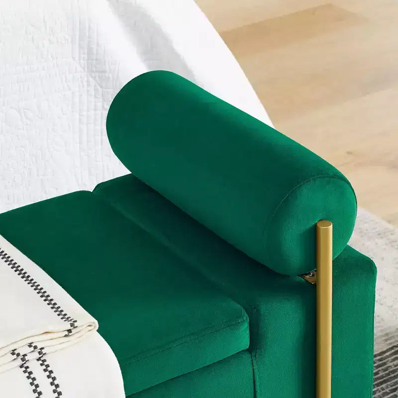Banc de rangement rembourré Homy Casa avec accoudoirs cylindriques, banc ottoman de chambre ou d'entrée moderne avec rangement caché, vert émeraude