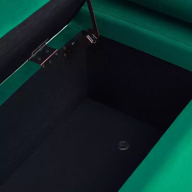 Banc de rangement rembourré Homy Casa avec accoudoirs cylindriques, banc ottoman de chambre ou d'entrée moderne avec rangement caché, vert émeraude