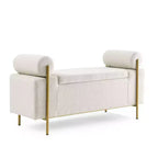 Banc de rangement rembourré Homy Casa avec accoudoirs cylindriques, banc ottoman de chambre ou d'entrée moderne avec rangement caché, vert émeraude