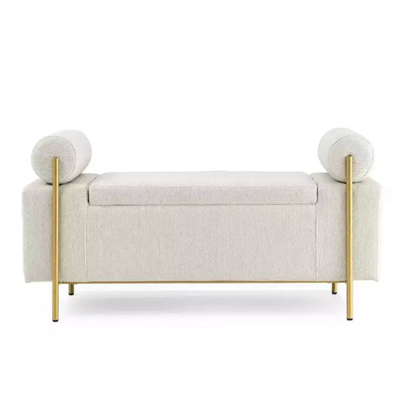 Banc de rangement rembourré Homy Casa avec accoudoirs cylindriques, banc ottoman de chambre ou d'entrée moderne avec rangement caché, vert émeraude