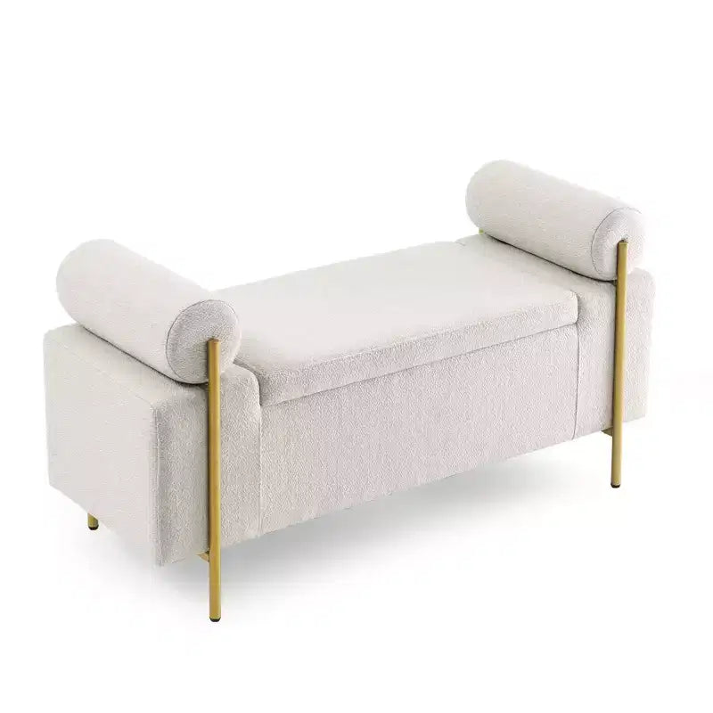 Banc de rangement rembourré Homy Casa avec accoudoirs cylindriques, banc ottoman de chambre ou d'entrée moderne avec rangement caché, vert émeraude