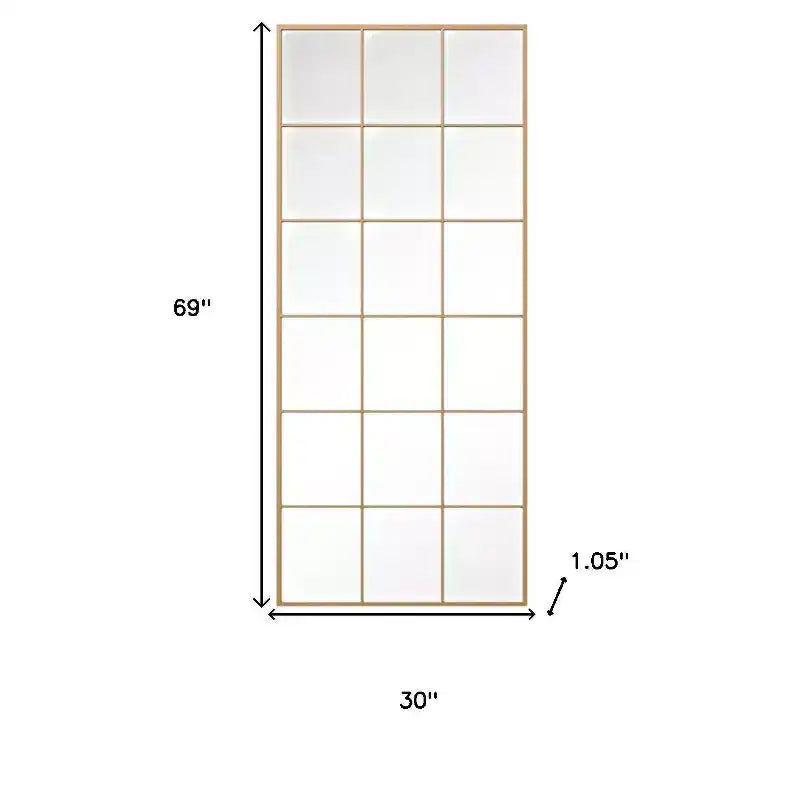 Miroir sur pied à cadre géométrique HomeRoots 69 en fer doré