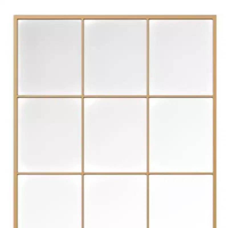 Miroir sur pied à cadre géométrique HomeRoots 69 en fer doré
