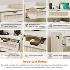Table de chevet en rotin, 1 tiroir de rangement et espace de rangement ouvert, table d'appoint bohème pour chambre, salon, bureau, grande table de chevet