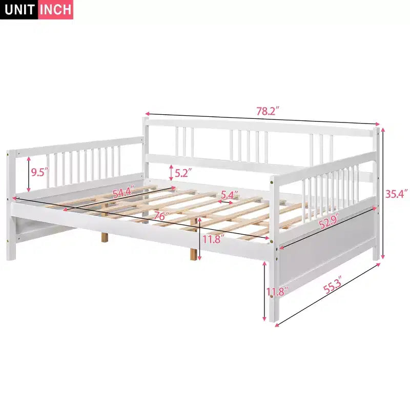 Lit de repos double Bellemave avec pieds de soutien, blanc