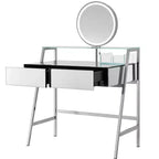 33.9 Coiffeuse avec Miroir Éclairé, Table de Maquillage avec Tiroirs, Étagère de Rangement Transparente et Station de Charge, Table de Maquillage
