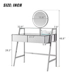33.9 Coiffeuse avec Miroir Éclairé, Table de Maquillage avec Tiroirs, Étagère de Rangement Transparente et Station de Charge, Table de Maquillage