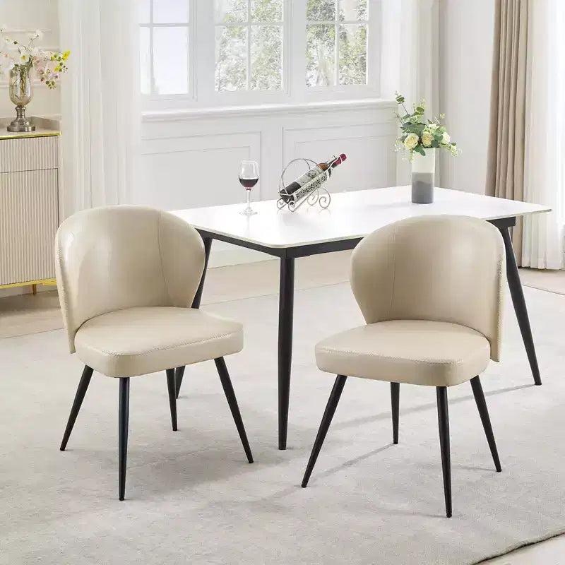 COZONY Dining Chairs Set of 2 - Mid-Century Modern Faux Leather Upholstered Chairs, Padded Seat/Back Metal Legs for Kitchen Dining Room