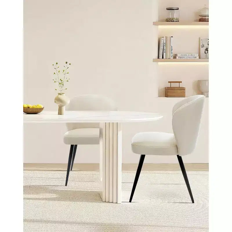 COZONY Lot de 2 chaises de salle à manger - Chaises rembourrées en similicuir style moderne du milieu du siècle, assise/dossier rembourrés, pieds en métal pour cuisine et salle à manger