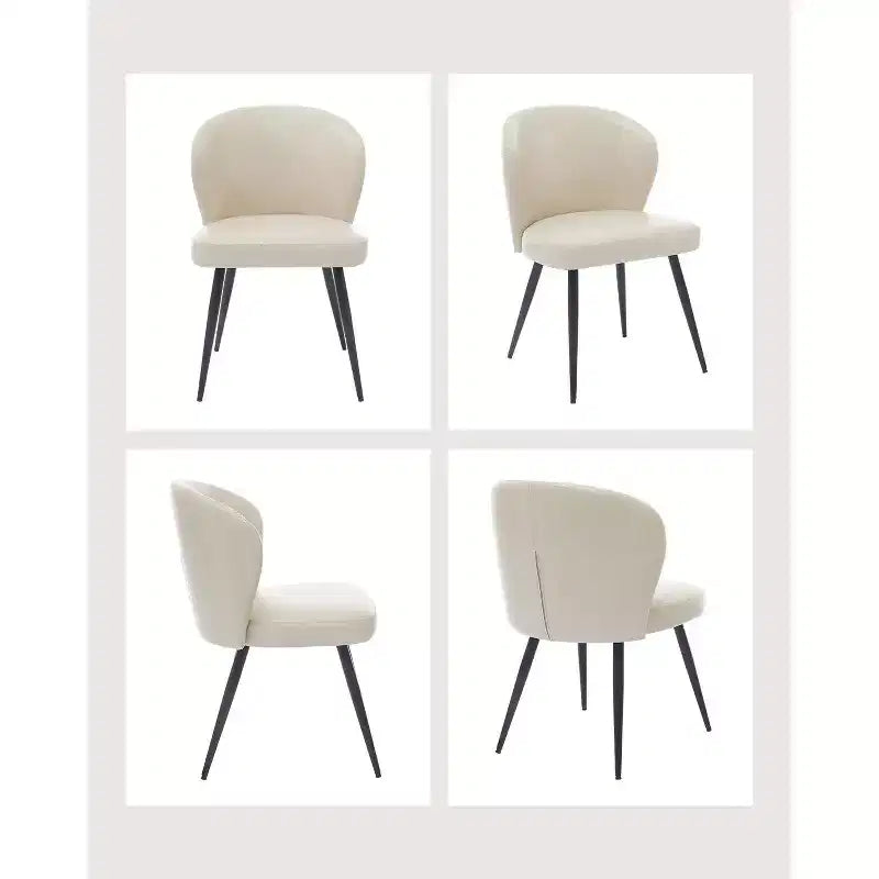 COZONY Lot de 2 chaises de salle à manger - Chaises rembourrées en similicuir style moderne du milieu du siècle, assise/dossier rembourrés, pieds en métal pour cuisine et salle à manger