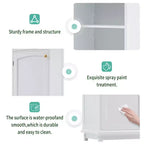 Meuble de Rangement de Salle de Bain Haut Okak de 160 cm avec Portes en Verre, Meuble de Rangement Autonome et Fin avec 2 Tiroirs et Étagère Réglable