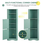 Meuble de rangement d'angle autoportant Okak 61 pouces, meuble de rangement de salle de bain haut avec étagères ouvertes et portes