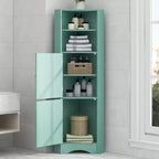 Meuble de rangement d'angle autoportant Okak 61 pouces, meuble de rangement de salle de bain haut avec étagères ouvertes et portes