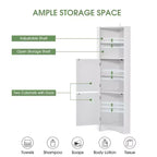 Meuble de rangement d'angle autoportant Okak 61 pouces, meuble de rangement de salle de bain haut avec étagères ouvertes et portes