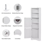 Meuble de rangement d'angle autoportant Okak 61 pouces, meuble de rangement de salle de bain haut avec étagères ouvertes et portes