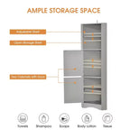 Meuble de rangement d'angle autoportant Okak 61 pouces, meuble de rangement de salle de bain haut avec étagères ouvertes et portes