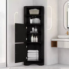 Okak 61 Inch Freestanding Corner Storage Cabinet, Tall Bathroom Storage Cabinet with Open Shelves and Doors