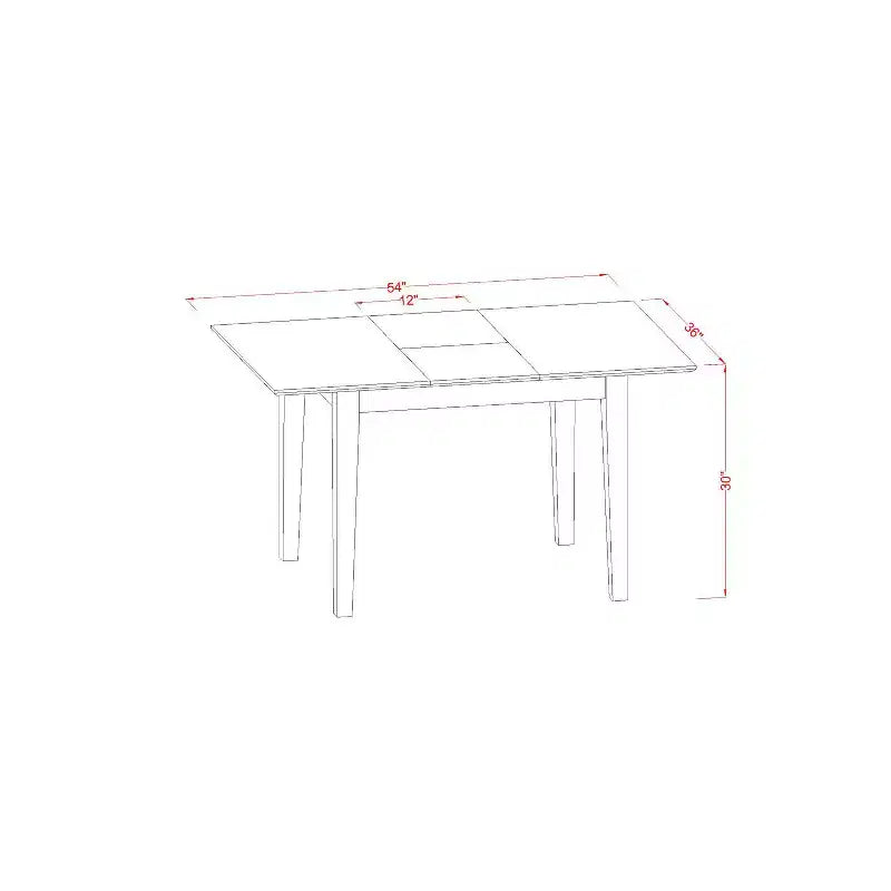 Ensemble de salle à manger vintage - Table et 4 chaises - Table de cuisine rectangulaire avec rallonge de rangement - Finition brun selle