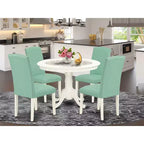 Ensemble de salle à manger 5 pièces Table et chaises rondes - Table de cuisine de 42 pouces avec finition Pond en cuir PU