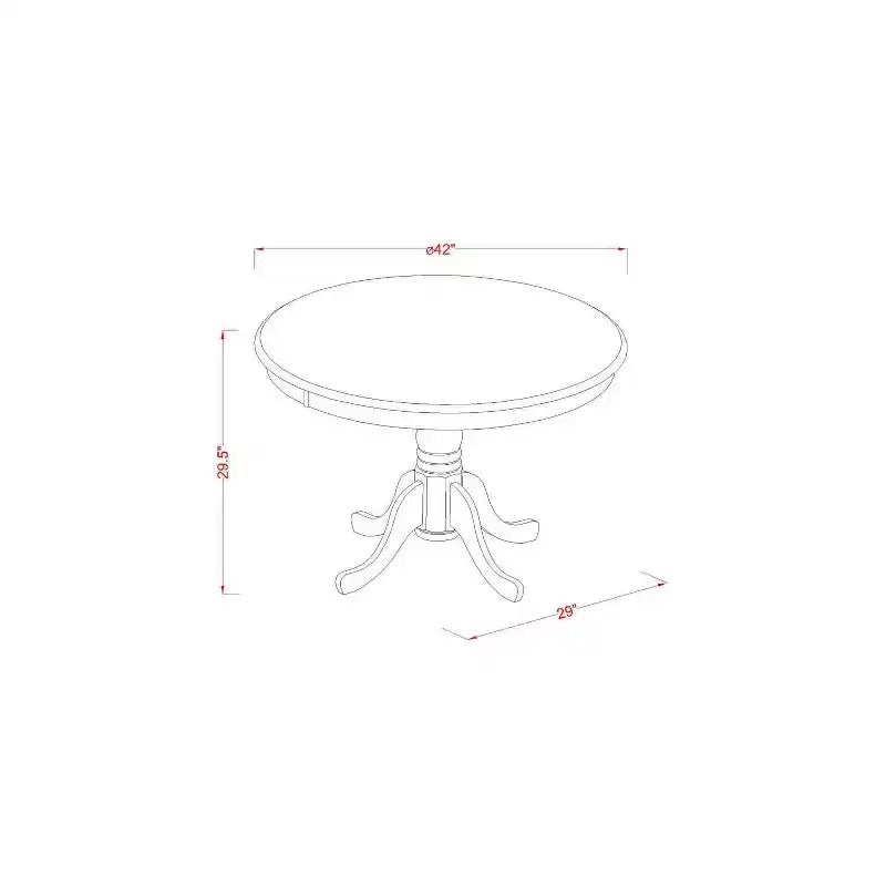 Ensemble de salle à manger capitonné rond 3 pièces en bois massif finition acajou – 4 places