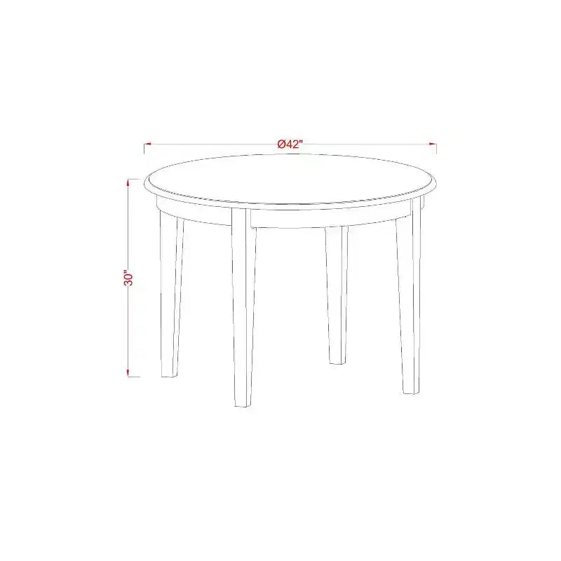 Ensemble de salle à manger rustique 5 pièces avec table ronde de 42 pouces et 4 chaises Parsons