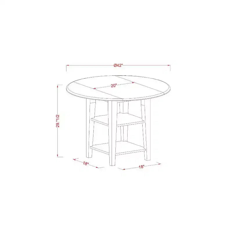 Ensemble de salle à manger 3 pièces HomeStock, table ronde à plateau en bois massif avec rabats, finition lin blanc